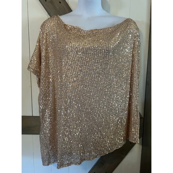 Torrid Women Blouse Off Shoulder Sequin Polyester Gold 5X 5 28 NWT - Picture 1 of 8